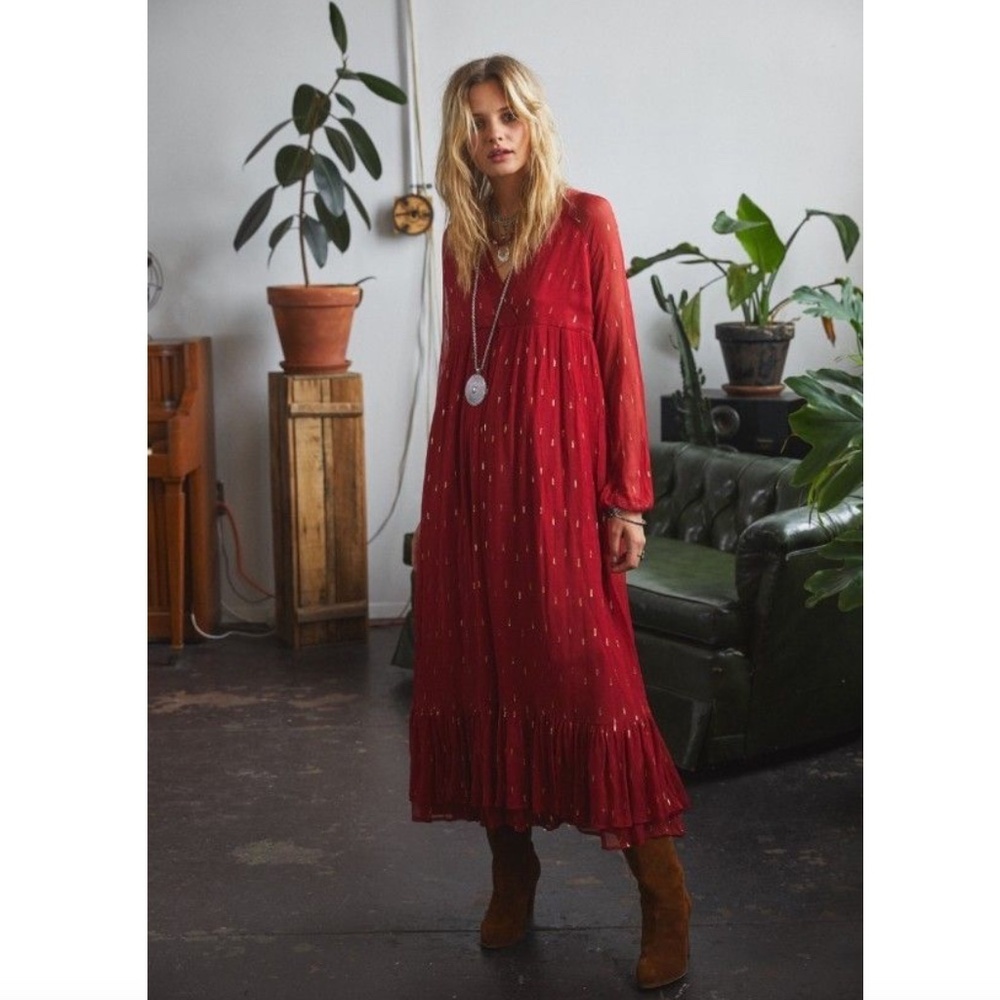 Sezane Celeste Maxi Dress in Burgundy